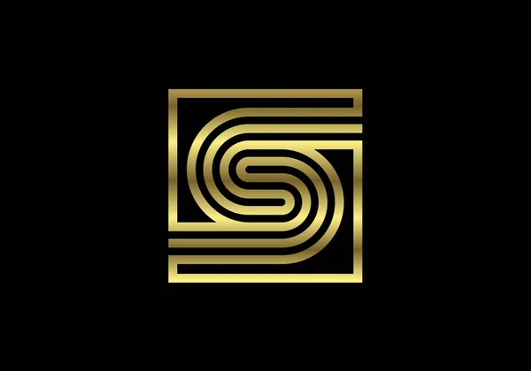 Golden Capital Lines Letter Creative Line Letters Design Alfabeto Grafico — Vettoriale Stock