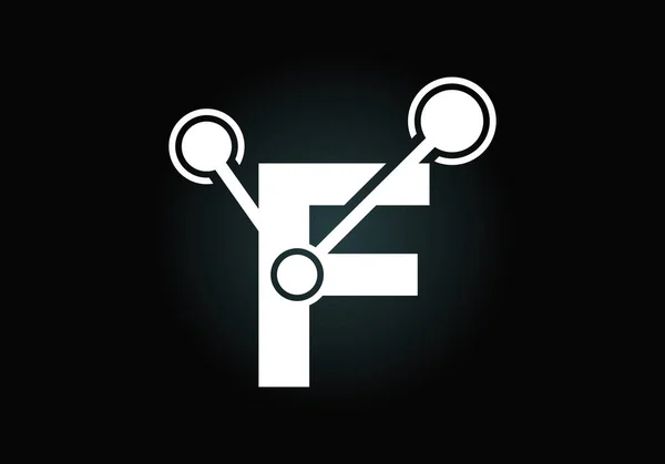 最初の文字F技術ロゴ記号付き テクノロジー インターネット データ関連事業に適しています — ストックベクタ
