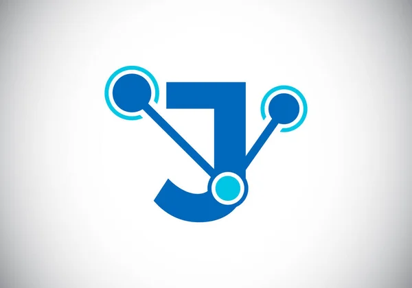 Harfinin Üzerinde Teknoloji Logosu Işareti Var Teknoloji Nternet Verilerle Ilgili — Stok Vektör