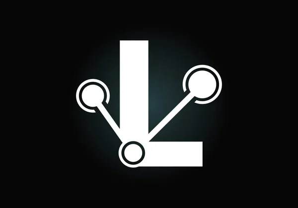 Lettre Initiale Avec Symbole Logo Technologie Convient Pour Technologie Internet — Image vectorielle