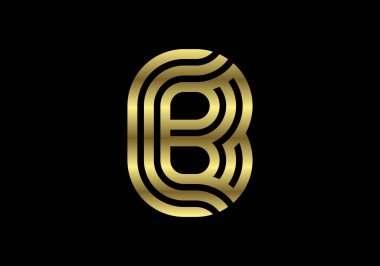 Altın Sermaye Satırları Harfi B. Yaratıcı Satır Harfleri Tasarımı, Logo, Poster, Davetiye Grafik Alfabe Sembolü. Vektör İllüstrasyonu