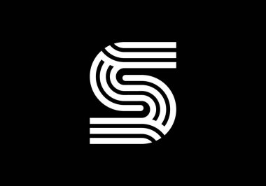 Beyaz Sermaye Satırları Harfi S. Yaratıcı Harfler Tasarımı, Logo, Poster, Davetiye için Grafik Alfabe Sembolü. Vektör İllüstrasyonu