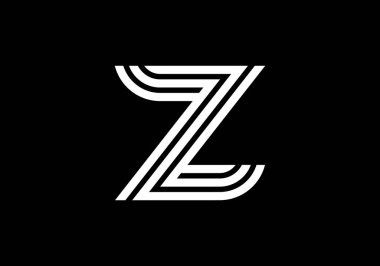 Beyaz Büyük Çizgiler Z harfi. Yaratıcı Satır Harfleri Tasarımı, Logo, Poster, Davetiye Grafik Alfabe Sembolü. Vektör İllüstrasyonu