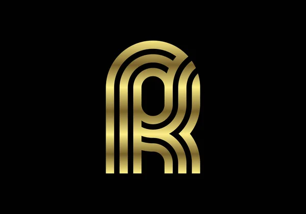 Golden Capital Lines Letter Creative Line Letters Design Graphic Alphabet — 스톡 벡터