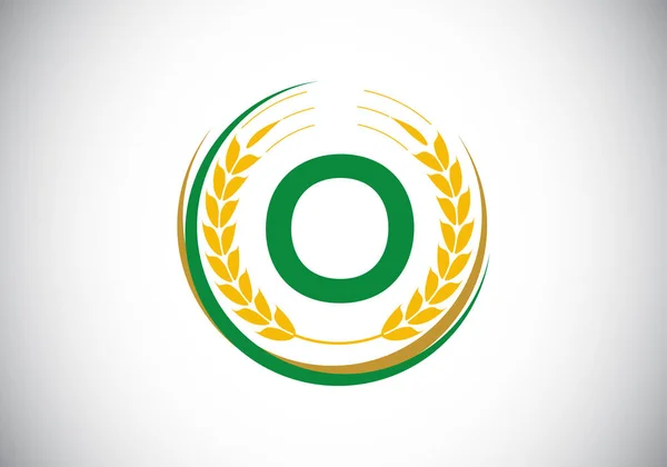 Початкова Літера Знак Символ Пшеничними Вухами Вінка Концепція Дизайну Логотипу — стоковий вектор