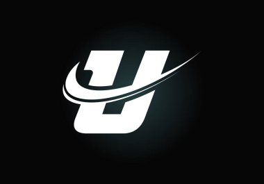 İlk harf U, siyah beyaz logo şablonu. İş ve şirket kimliği için modern vektör logosu.