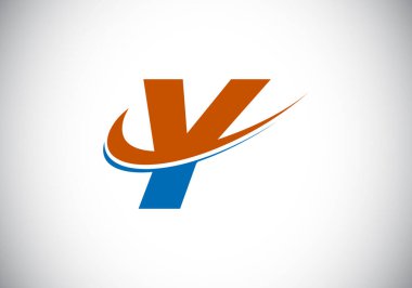 Y harfinin baş harfi, kırmızı ve mavi logo şablonu. İş ve şirket kimliği için modern vektör logosu.