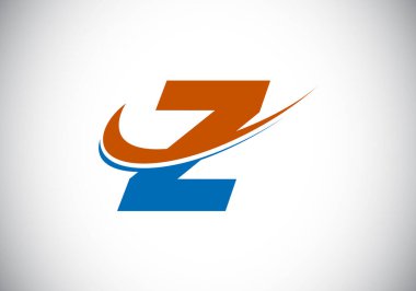 Z harfinin baş harfi. Kırmızı ve mavi logo şablonu var. İş ve şirket kimliği için modern vektör logosu.