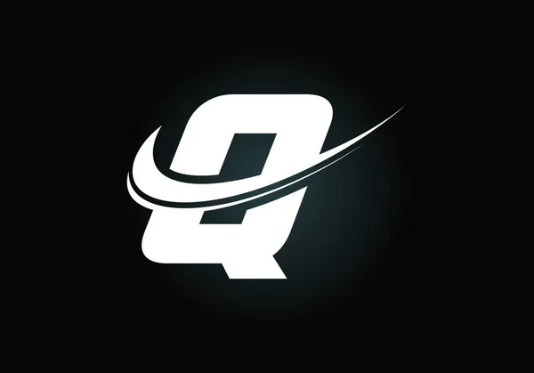 Eerste Letter Met Swoosh Zwart Wit Logo Sjabloon Moderne Vectorlogotype — Stockvector