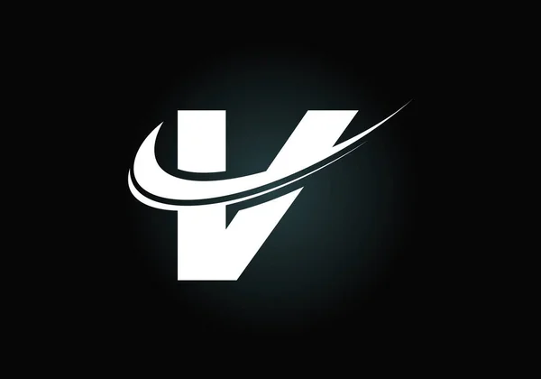 Počáteční Písmeno Značkou Swoosh Černobílým Logem Moderní Vektorový Logotyp Pro — Stockový vektor