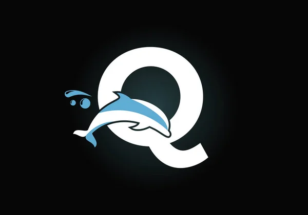 Alfabeto Inicial Letra Monograma Com Projeto Logotipo Golfinho Ícone Animal —  Vetores de Stock