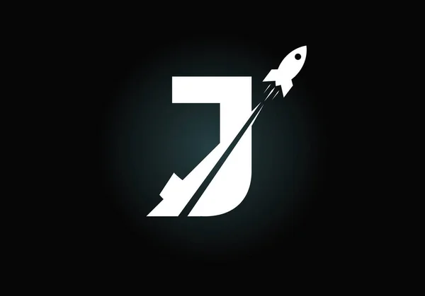 Initiales Monogramm Alphabet Mit Rocket Logo Design Raketen Ikone Schriftzeichen — Stockvektor