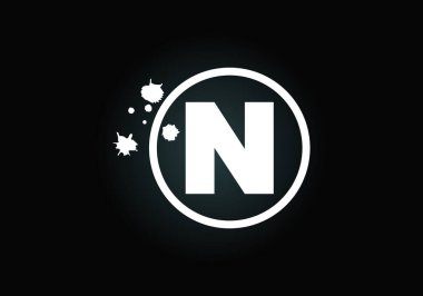 N harfinin baş harfleri alfabede fırça izi olan bir daire şeklinde. Yazı tipi amblemi. Boyama işi ve şirket kimliği için modern vektör logosu tasarımı.