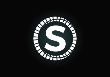 Soyut bir güneş patlaması çemberinde S harfinin baş harfleri alfabesi. Yazı tipi amblemi. Güneş patlaması simgesi. İş ve şirket kimliği için modern vektör logosu tasarımı.