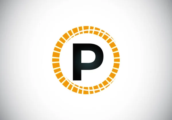 Alfabeto Iniziale Lettera Monogramma Cerchio Astratto Sunburst Emblema Carattere Simbolo — Vettoriale Stock