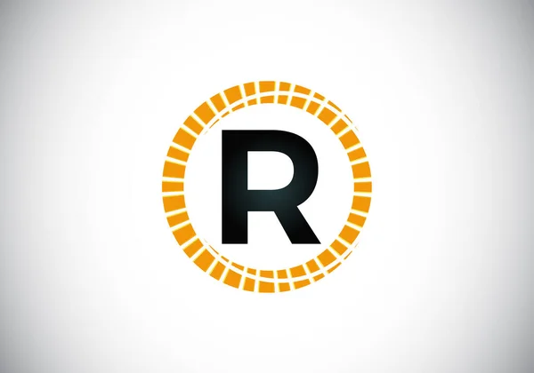Alphabet Initial Lettre Monogramme Dans Cercle Abstrait Rayon Soleil Emblème — Image vectorielle