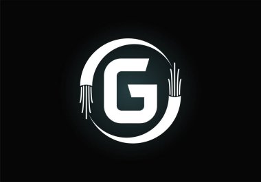 Baş harfler G harfleri alfabesi, elektrik kablosu, optik fiber kablo. Yazı tipi amblemi. Teknoloji etiketleri, elektrik işi ve şirket kimliği için modern vektör logosu tasarımı.