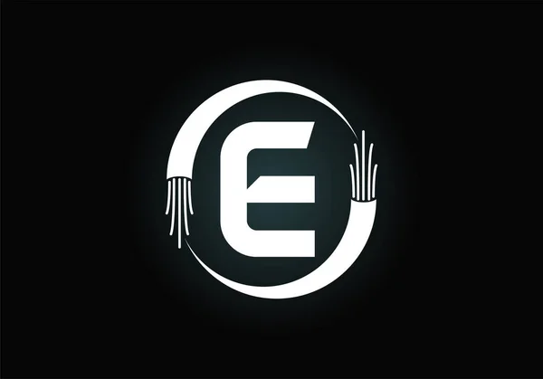 Alphabet Lettre Monogramme Initial Avec Fil Électrique Câble Fibre Optique — Image vectorielle