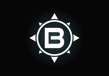 Bir pusula içinde B harfinin baş harfleri alfabesi. Yazı tipi amblemi. Pusula amblem işareti. İş ve şirket kimliği için modern vektör logosu tasarımı.
