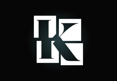 K harfinin baş harfleri alfabede dört kareden oluşuyor. Yazı tipi amblemi. Kırık, alfabe işareti. İş dünyası ve şirket kimliği için modern vektör logosu tasarımı.