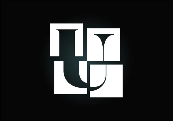 最初的U大写字母由四个正方形组成 字体徽章 拼字符号 企业的现代矢量标志设计和公司标识 — 图库矢量图片