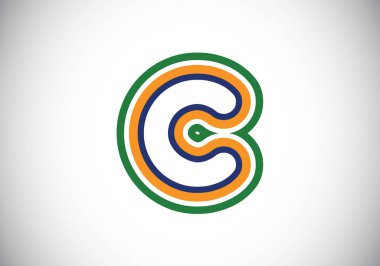 Renkli C baş harfleri harfleri alfabesi. Çocukların şirin alfabesi. Çocuklar için çizgi film gibi parlak yazı tipi. İş dünyası ve şirket kimliği için modern vektör logosu tasarımı.