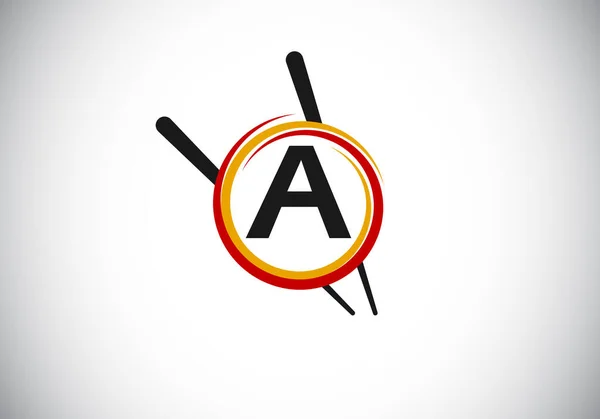 Inicial Alfabeto Monograma Círculo Abstracto Con Palillo Abstracto Emblema Barra — Archivo Imágenes Vectoriales