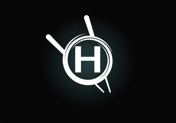 首字母H单字字母在抽象圈与筷子 摘要亚洲寿司会徽 日本寿司海产食品业务和公司身份的标志 — 图库矢量图片