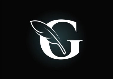 Tüylü G baş harfleri alfabesi. Yazı tipi amblemi. Hukuk firmasının simge simgesi. Bir yazar veya yayıncı şirket ve şirket kimliği için modern vektör logosu
