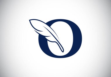 Tüylü O harfinin baş harfleri. Yazı tipi amblemi. Hukuk firmasının simge simgesi. Bir yazar veya yayıncı şirket ve şirket kimliği için modern vektör logosu