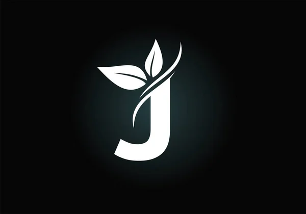 Alfabeto Inicial Monograma Com Duas Folhas Verde Conceito Logotipo Eco —  Vetores de Stock
