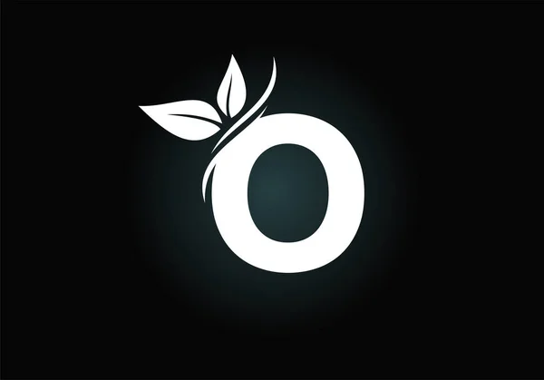 Alphabet Monogramme Initial Avec Deux Feuilles Logo Vert Écologique Logo — Image vectorielle