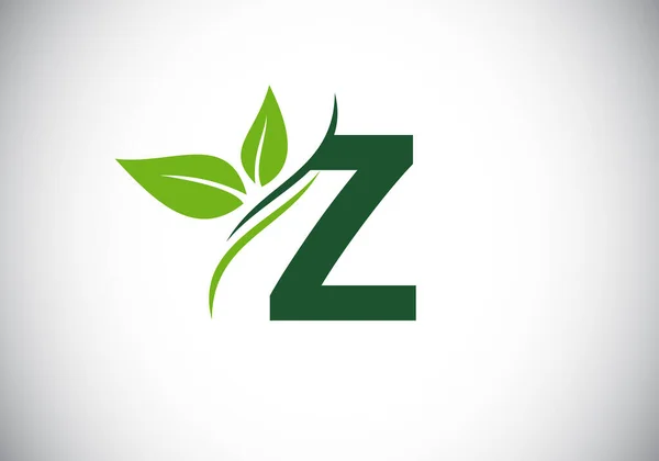 Początkowy Alfabet Dwoma Liśćmi Koncepcja Ekologicznego Logo Nowoczesne Logo Wektorowe — Wektor stockowy