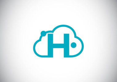 Bulutlu H harfinin baş harfleri. Bulut bilgisayar sağlayıcı servis logosu. İş dünyası ve şirket kimliği için modern bulut teknolojisi vektör logosu tasarımı.