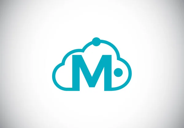 初始M字母表与云彩 云计算提供商服务标识 面向业务的现代云技术矢量标识设计和公司标识 — 图库矢量图片