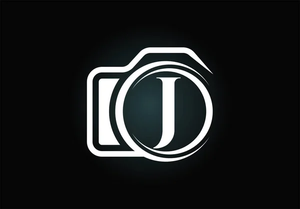 Первоначальный Буквенный Алфавит Изображением Камеры Векторная Иллюстрация Логотипа Фотографии Современный — стоковый вектор