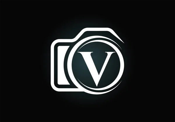 Kezdeti Monogram Betű Ábécé Egy Kamera Ikon Fényképészeti Logó Vektor — Stock Vector
