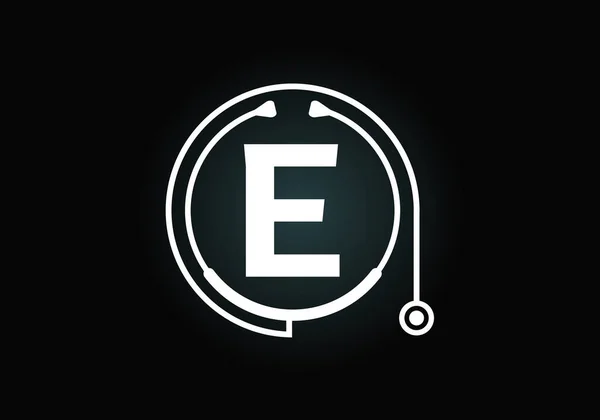 Alfabeto Inicial Del Monograma Con Estetoscopio Médico Logo Icono Del — Vector de stock