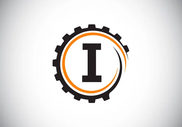 Initiaal Monogram Alfabet Een Versnelling Spiraal Gear Ingenieur Logo Ontwerp — Stockvector