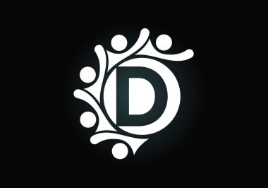 İnsanları birbirine bağlayan ilk D harfleri alfabesi. Takım, İşbirliği logosu işareti. Yazı tipi amblemi. Şirket ortaklığı ve harika işler için logo.
