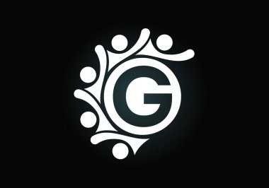 İnsanları birbirine bağlayan G baş harfleri alfabesi. Takım, İşbirliği logosu işareti. Yazı tipi amblemi. Şirket ortaklığı ve harika işler için logo.