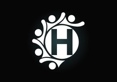 İnsanları birbirine bağlayan baş harfi H monogram alfabesi. Takım, İşbirliği logosu işareti. Yazı tipi amblemi. Şirket ortaklığı ve harika işler için logo.