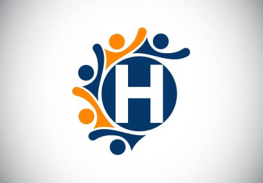 İnsanları birbirine bağlayan baş harfi H monogram alfabesi. Takım, İşbirliği logosu işareti. Yazı tipi amblemi. Şirket ortaklığı ve harika işler için logo.