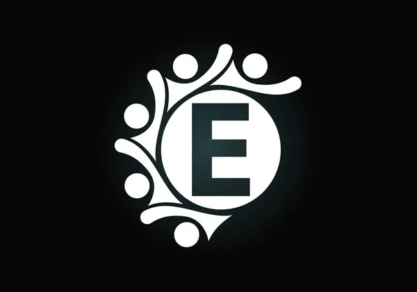 Alfabeto Inicial Monograma Com Povos Conectando Equipe Símbolo Sinal Logotipo —  Vetores de Stock