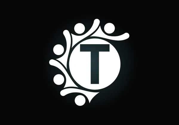 Initialt Monogram Alfabet Med Anslutande Människor Team Logotypen För Samarbete — Stock vektor