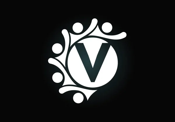 Початковий Монограмний Алфавіт Підключенням Людей Команда Символ Логотипу Співпраці Емблема — стоковий вектор