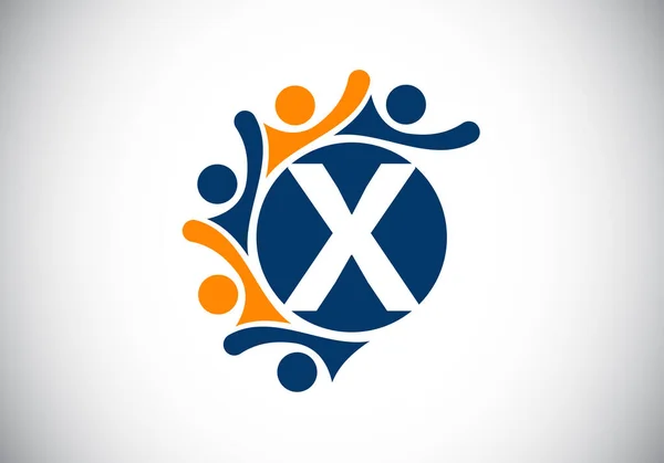 Initial Monogram Alphabet Connecting People Team Cooperation Logo Sign Symbol — Stock Vector