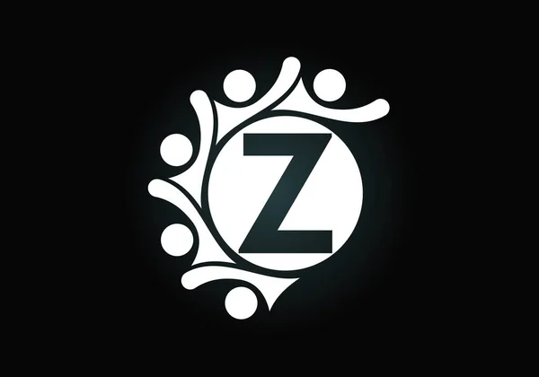 Alfabeto Inicial Monograma Com Pessoas Conectadas Equipe Símbolo Sinal Logotipo — Vetor de Stock