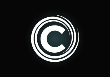 C harfinin baş harfleri alfabede. Girdap sarmal sonsuz logo tasarımı. Yazı tipi amblemi. İş için modern vektör logosu ve şirket kimliği