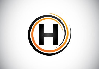 H harfinin baş harfleri alfabede. Girdap sarmal sonsuz logo tasarımı. Yazı tipi amblemi. İş için modern vektör logosu ve şirket kimliği